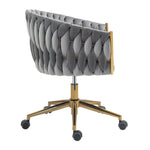 ZUN Modern design the backrest is hand-woven Office chair,Vanity chairs with wheels,Height 72258670