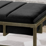Upholstered Velvet Ottoman Bench with Brass Finish, Black N757P256384B