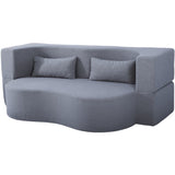 2-in-1 Convertible Sofa Bed, Full Size Folding Loveseat Couch with Soft Teddy Fabric, No Assembly W3163P322890