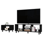 ZUN Hoven 2 Piece Living Room Set with TV Rack and Coffee Table B128P176174