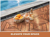 27 PCS Interlocking Deck Tiles Diagonal Pattern, 12" x 12" Acacia Wood Tiles For Patio, Waterproof, W2391P429280