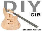 DIY 4 String IB Style Electric Bass Guitar Kits with Mahogany Body, Maple Neck and Accessories 98014597