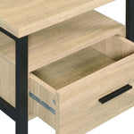 ZUN Oak and Black 1-drawer Accent Table B062P186480