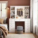 Vanity Desk with LED Lighted Mirror, Makeup Vanity with 11Drawers, 3 Color Lighting Modes Brightness W509P149855