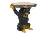 22.17"H Black Dog Side Table Pedestal End Table Stool, MGO Dog Statue Hand Painted Sculpture for N765P412507B