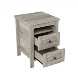 ZUN 2-Drawer Farmhouse Wooden Nightstand Well-proportioned Design and Sleek Lines, Wood Side Table WF317945AAG