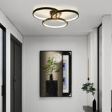 20" Modern Black LED Ceiling Light, 3-Ring Flush Mount Fixture for Living Bedroom, or Dining W1340P253585