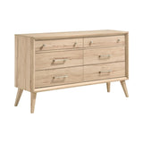 Classic Style Dresser of 6x Drawers Natural Oak Finish Wooden Bedroom Furniture 1pc, Mid-Century B011P250504