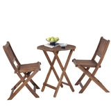 ZUN 3-Piece Acacia Wood Bistro Set, Wooden Folding Patio Furniture for Garden Backyard Balcony Porch w/ 04266338