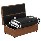 ZUN Twin Size Folding Ottoman Sleeper Bed with Mattress Convertible Guest Bed Brown WF307724AAD