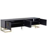 ON-TREND Modern TV Stand Metal Legs and Gold Handles for TVs Up to 80'', Media Console Table WF325614AAB