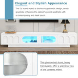 ON-TREND TV Stand with Fluted tempered Glass Doors for TVs Up to 95'', Functional Media Console with WF531672AAK