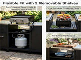 59 Inch Multi-Use Outdoor BBQ Grill Prep Table with Removable Storage Shelves, 8 Rolling Lockable 58272012