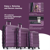 Expandable 3 Piece Luggage Sets PC Lightweight & Durable Suitcase with Two Hooks, Spinner Wheels, W284104376