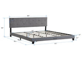King Size Upholstered Platform Bed Frame with Button Tufted Linen Fabric Headboard, No Box Spring W311107470