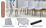 Comfortable Linen-Cotton Dining Chair Set - Six Pieces in Light Gray.Integrated Seat and W1151P228096