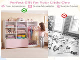 Kids Clothing Rack with Storage Cubes & Rolling Drawer Multifunctional Children Wardrobe Organizer 39559518