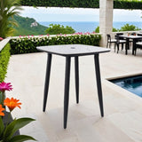Modern 35.4'' Rounded Square Outdoor Bar Table, Greek White Marble-Inspired Sintered StoneTop, W1886P300274
