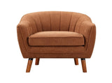 Mid-Century Modern Accent Chair 1pc Rust-hued Chenille Fabric Upholstered Channel Stitched Back B011P182509