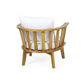 Outdoor Acacia Wood Patio Club Chair, Wooden Patio Furniture,Waterproof Thick Cushion Deep Seating 64851.00WHI