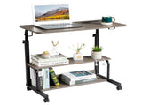 Grey Oak P2 15MM Particle Board with Melamine Coating Adjustable Computer Desk with 3 USB 2 AC 02657888
