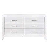 Modern White Finish 1pc Dresser of 6x Drawers Black Hardware Wooden Bedroom Furniture B011P146408