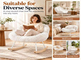 25.59"W x 33.66"D x 29.53"H Indoor Plush Rocking Chair, Soft Fluffy Lounge Rocker with White Metal 44896069