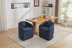 ZUN 059-Set of 1 Chenille Fabric Dining Armchair With Back Cushion and Universal Wheels,Blue 48471642