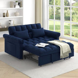 Loveseats Sofa Bed with Pull-out Bed,Adjsutable Back-Blue W487P263843