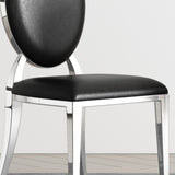 ZUN Leatherette Dining Chair Set of 2, Oval Backrest Design and Stainless Steel Legs 60238339