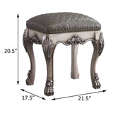 Grey and Vintage Bone White Vanity Stool with Tufted Seat B062P186401