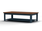 14 inch Chairside Table, No Assembly Required, Blue Denim and Whiskey Finish B108131555