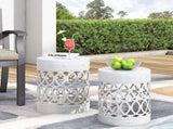Outdoor Metal S/2 end table 73606.00WHI