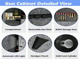 52" Tall Black Rifle Safe, Biometric & Keypad Lock, Adjustable Gun Racks with Built-in Alarm System, 54529138