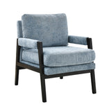 Kelly Mid-Century Modern Chenille Upholstered Accent Armchair, Blue T2574P240945