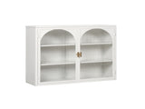 27.56"Glass Doors Modern Two-door Wall Cabinet with Featuring Three-tier Storage for Entryway Living W757119330