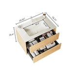 BRON 30" Bathroom Vanity Sink, Modern Wall-Mounted Floating Plywood Bathroom Storage Cabinet W2615P264554