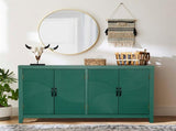 59"Green Accent Cabinet with 4 Doors, Mid Century Modern Pantry Wood Buffet Media W2295P294587