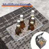 4 Piece Outdoor PE Wicker Furniture Set, Patio Gray Rattan Sectional Sofa Couch with Washable T2712P343642