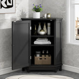 ZUN Black Bathroom Cabinet Triangle Corner Storage Cabinet with Adjustable Shelf Modern Style MDF Board N725P172615B