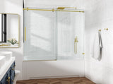 60*76" Fixed & Sliding Shower Door, Square Tube Hardware, Clear Glass Shower Door, 3/8 SGCC 91359712