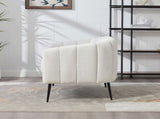 50.2'' Wide Upholstered Chenille Mini Loveseat Accent Couch, Modern Glam Small Settee with Metal W3118P397104