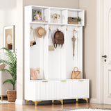ON-TREND Modern Large Storage Hall Tree with Bench, Multi-functional Storage Bench with High Gloss N721P180460K