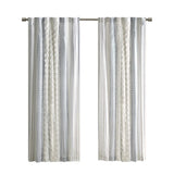 Cotton Printed Curtain Panel with Chenille Stripe and Lining 50x108" B035P294215