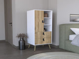 Dresser 52"H Stylish Bedroom Storage Solution with 3 Open Shelves, 2 Drawers, and 1 Door, White / B097P167453