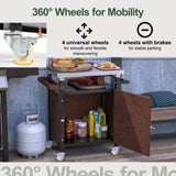 Outdoor Grill Cart with Stainless Steel Tabletop, Patio Kitchen Island with Wheels, Hooks, and Spice 90993626