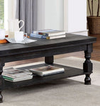 ZUN Rustic Style Antique Black 1pc COFFEE TABLE Open Bottom Shelf Plank Style Table Top Living Room B011P214573