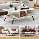 Rectangle Coffee Table with 2 Open Compartments-White 93354194