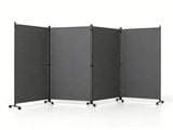 4 Panel Folding Rolling Room Divider with Lockable Universal Wheels, Non-See-Through Polyester 17275363