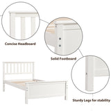 Twin Size Wood Platform Bed with Headboard,Footboard and Wood Slat Support, White WF191769AAK